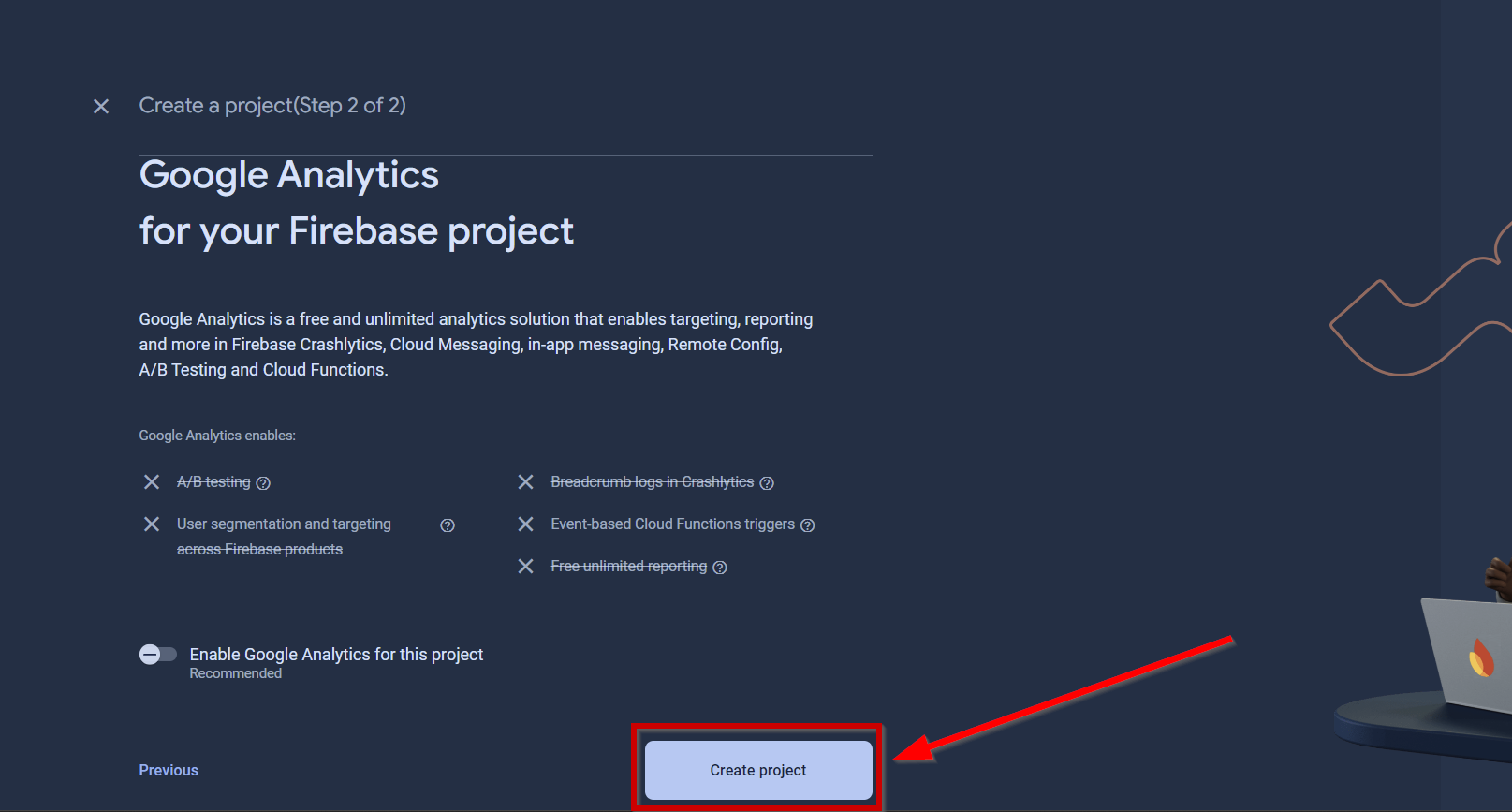 Create Firebase Project Step 2