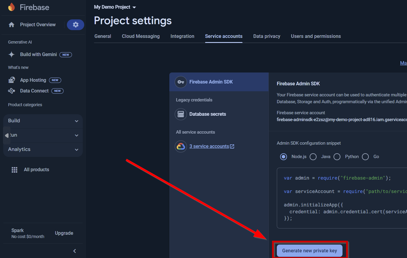 Download Service Account Key